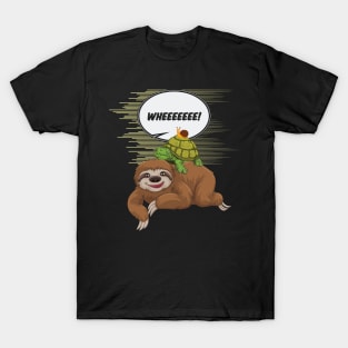 Sloth Turtle Snail Piggyback Funny Animal T-Shirt